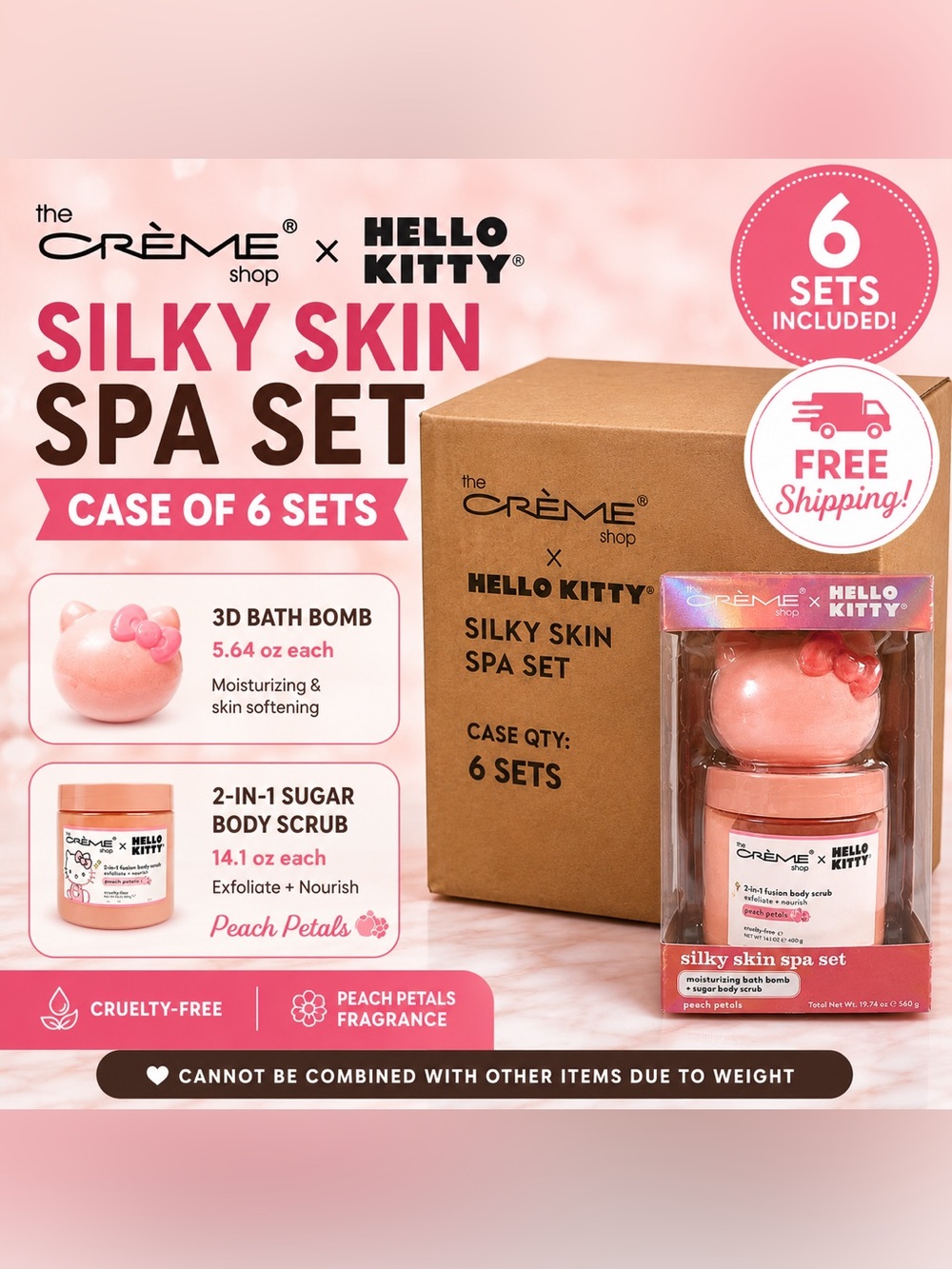 1- CASE (6 sets) The Crème Shop x Hello Kitty Silky Skin Spa Set